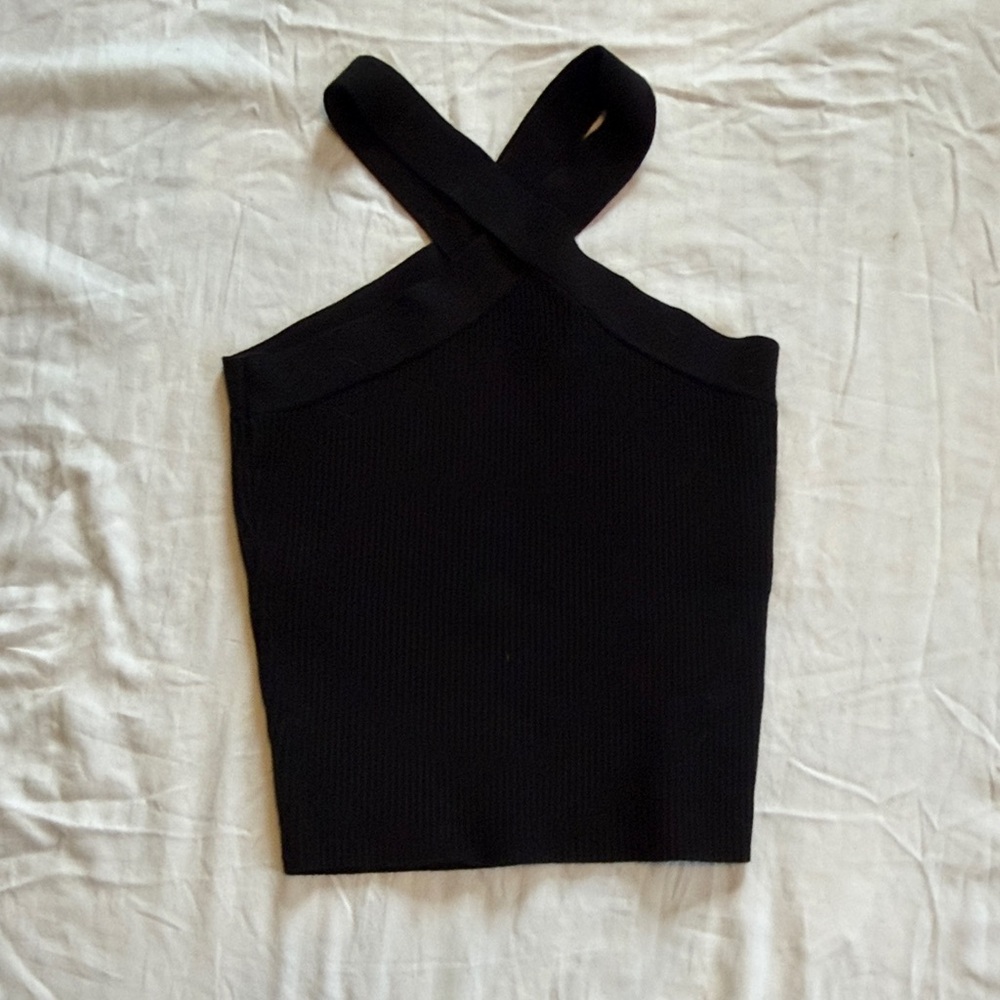 House of Harlow 1960 Black Crisscross Knit Crop Top - Picture 5 of 5